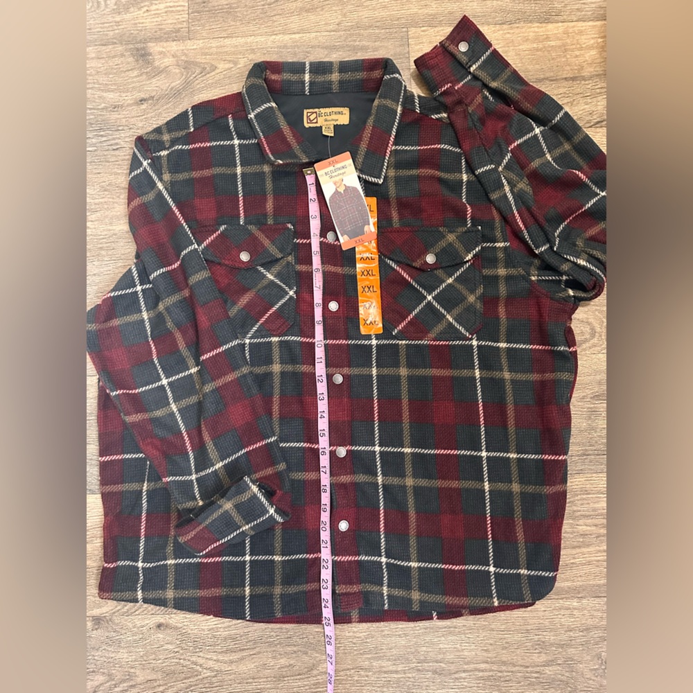 NWT BC Clothing Men's Textured Flannel Button Cuffs Branded Buttons Heavyweight - Picture 7 of 14